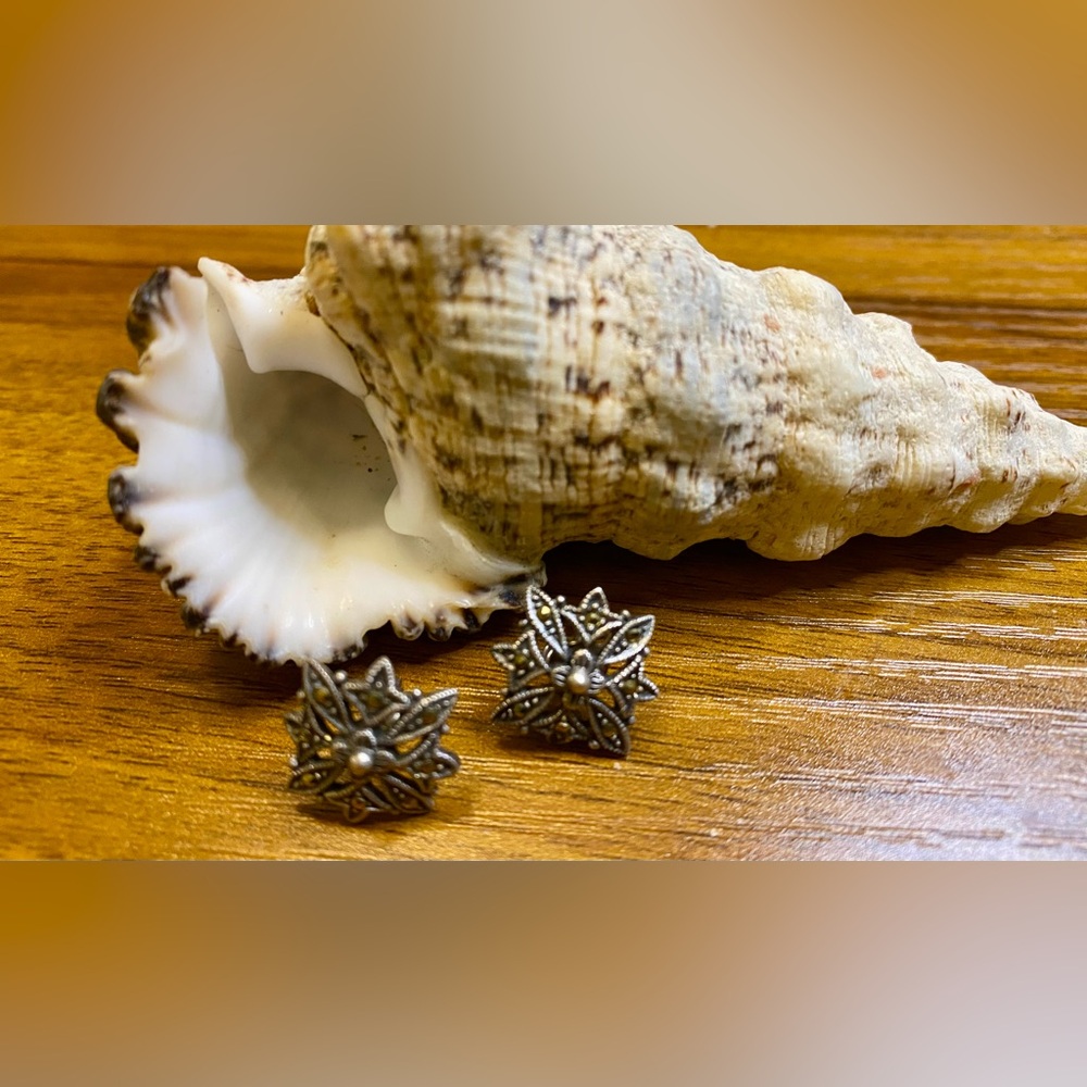ANTIQUE MARCASITE STUD EARRINGS